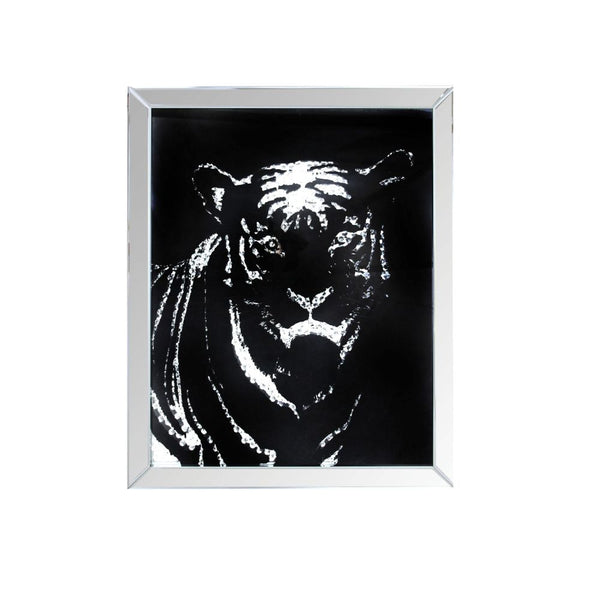 ACME Nevina Mirrored & Faux Crystal Tiger Wall Art Model 97319 - MONAVILLA