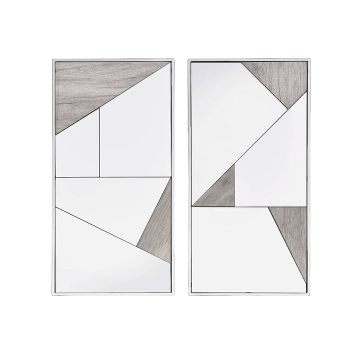 ACME Chafik Mirrored, Natural Oak & Chrome Wall Mirror Model 97455 - MONAVILLA