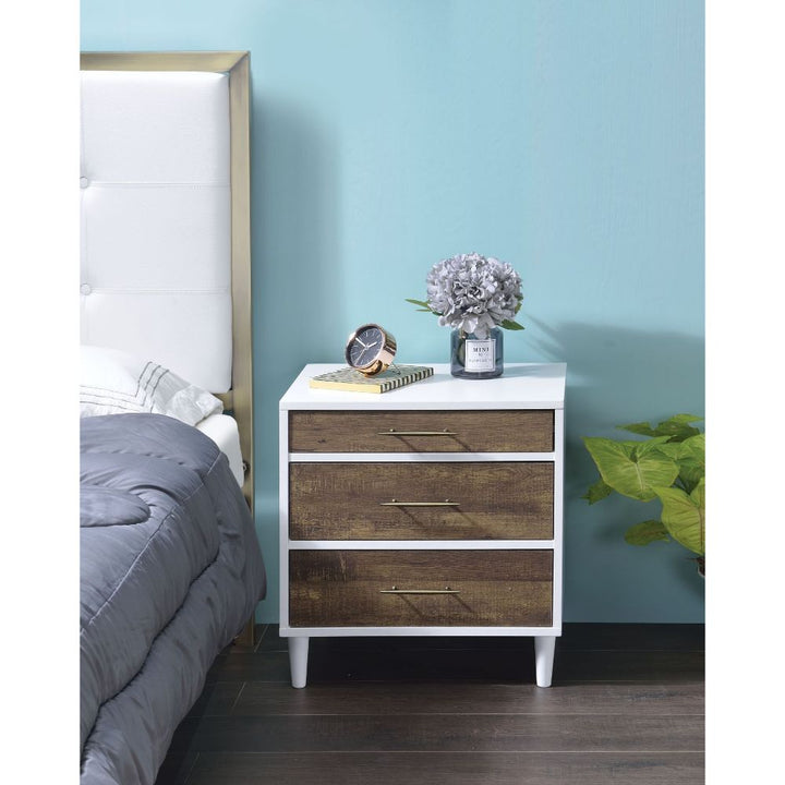 ACME Lurel White & Weathered Oak Accent Table Model 97551 - MONAVILLA