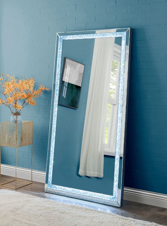 ACME Noralie LED, Mirrored & Faux Diamonds Accent Mirror Model 97600 - MONAVILLA