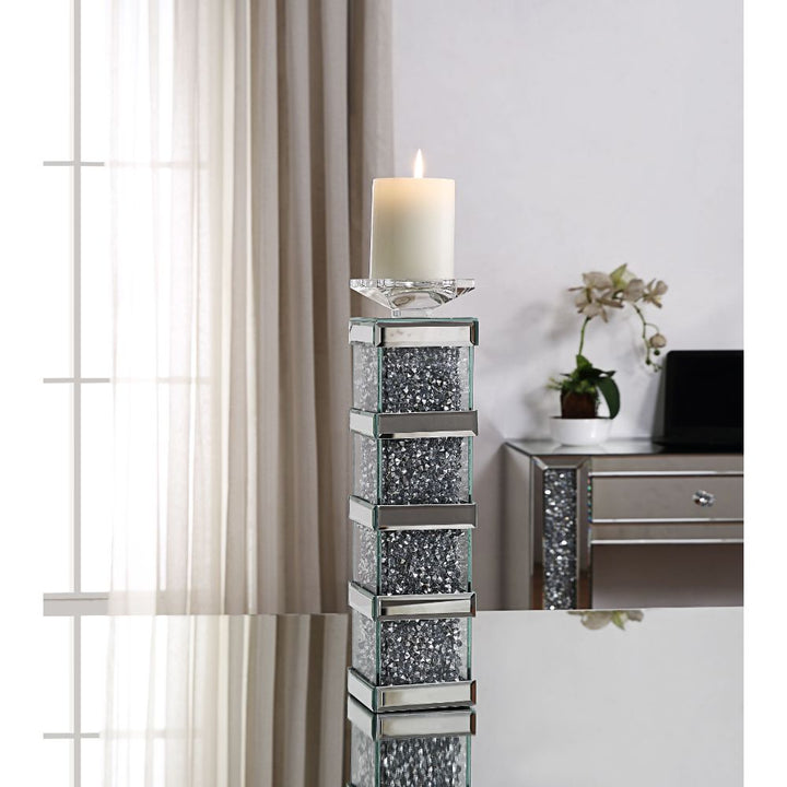 ACME Noralie Mirrored & Faux Diamonds Accent Candleholder Model 97620 - MONAVILLA