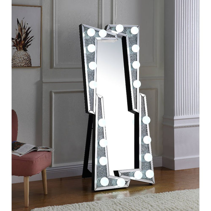 ACME Noralie Mirrored & Faux Diamonds Accent Floor Mirror Model 97757 - MONAVILLA