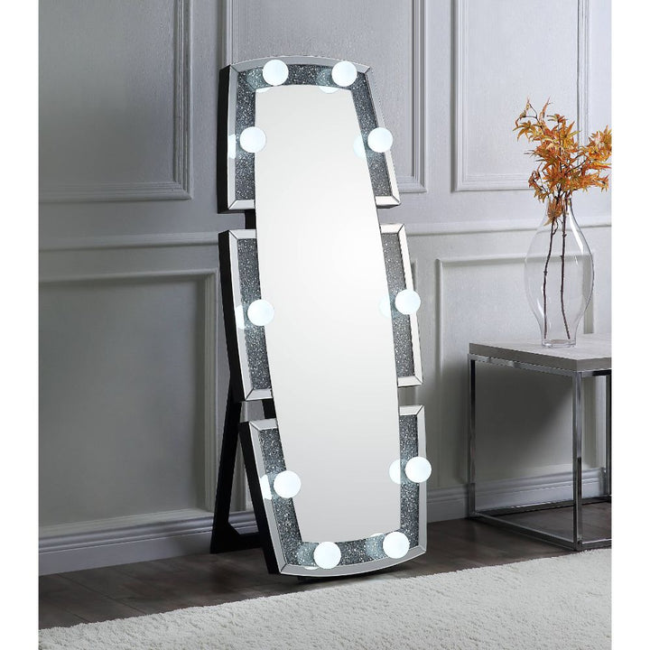 ACME Noralie Mirrored & Faux Diamonds Accent Floor Mirror Model 97759 - MONAVILLA