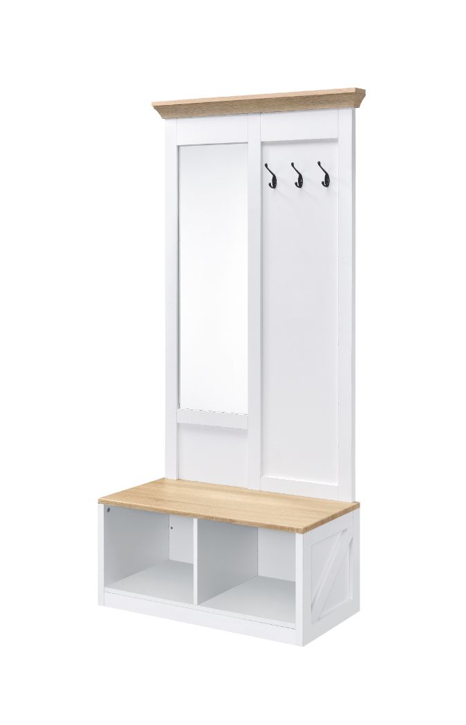 ACME Melati Light Oak & White Finish Hall Tree Model 97830 - MONAVILLA