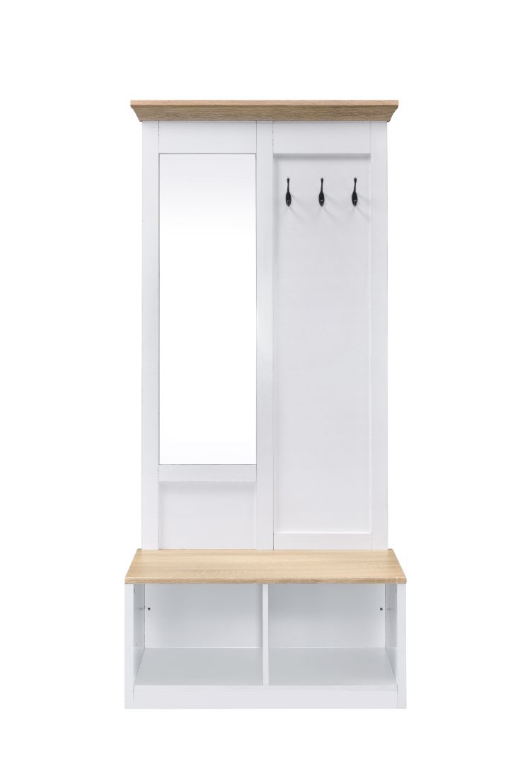 ACME Melati Light Oak & White Finish Hall Tree Model 97830 - MONAVILLA
