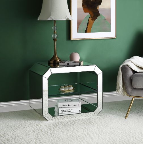 ACME Meria Mirrored & Clear Glass Accent Table Model 97938 - MONAVILLA