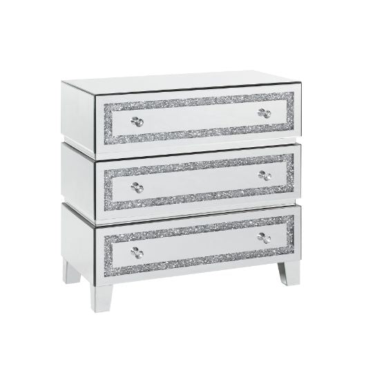 ACME Noor Mirrored & Faux Diamonds Cabinet Model 97946 - MONAVILLA