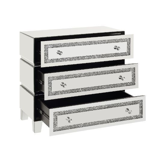 ACME Noor Mirrored & Faux Diamonds Cabinet Model 97946 - MONAVILLA