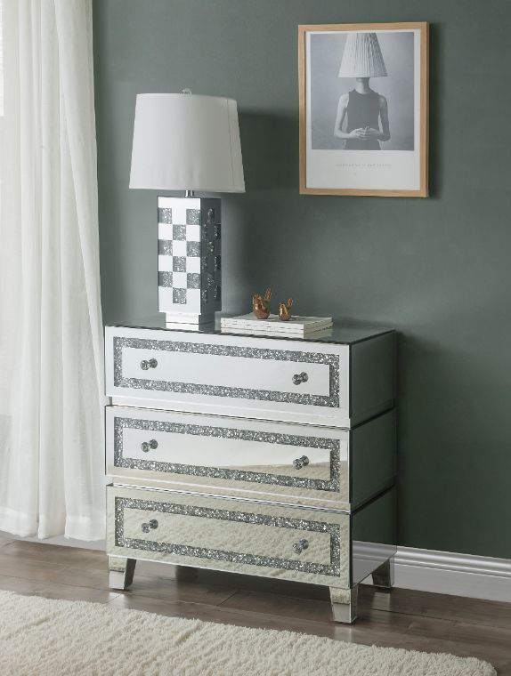 ACME Noor Mirrored & Faux Diamonds Cabinet Model 97946 - MONAVILLA