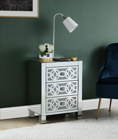 ACME Noralie Mirrored & Faux Diamonds Accent Table Model 97947 - MONAVILLA