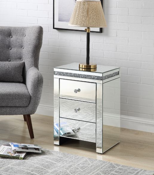 ACME Noralie Mirroed & Faux Diamonds Accent Table Model 97954 - MONAVILLA