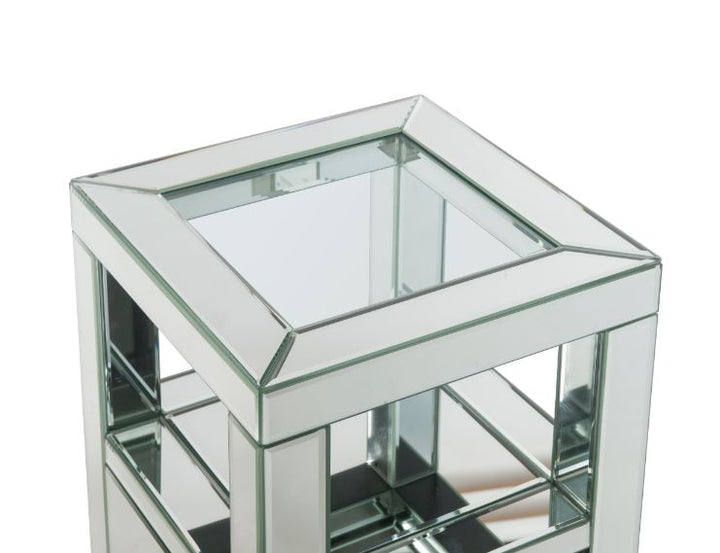 ACME Noralie Clear Glass, Mirrored & Faux Diamonds Accent Table Model 97956 - MONAVILLA