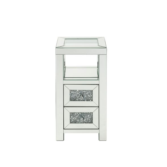 ACME Noralie Clear Glass, Mirrored & Faux Diamonds Accent Table Model 97956 - MONAVILLA
