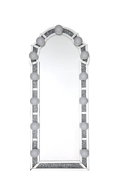 ACME Noralie Mirrored & Faux Diamonds Accent Floor Mirror Model 97983 - MONAVILLA