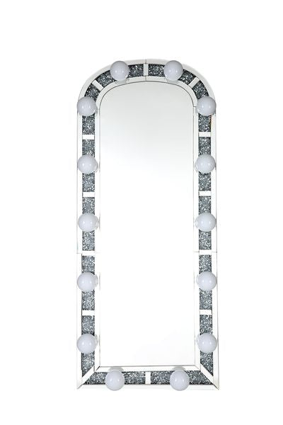 ACME Noralie Mirrored & Faux Diamonds Accent Floor Mirror Model 97984 - MONAVILLA