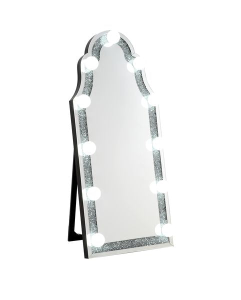 ACME Noralie Mirrored & Faux Diamonds Accent Floor Mirror Model 97986 - MONAVILLA