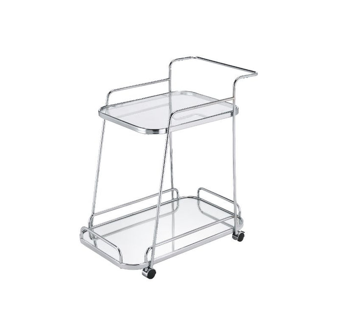 ACME Aegis Clear Glass & Chrome Finish Serving Cart Model 98217 - MONAVILLA