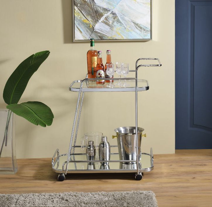 ACME Aegis Clear Glass & Chrome Finish Serving Cart Model 98217 - MONAVILLA