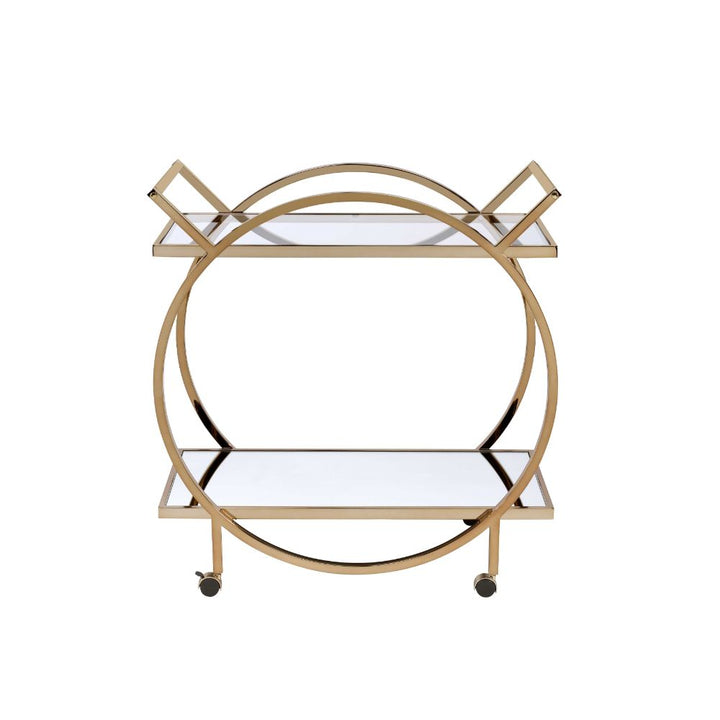 ACME Traverse Champagne & Mirrored Serving Cart Model 98295 - MONAVILLA