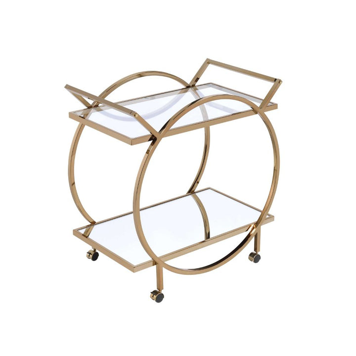 ACME Traverse Champagne & Mirrored Serving Cart Model 98295 - MONAVILLA
