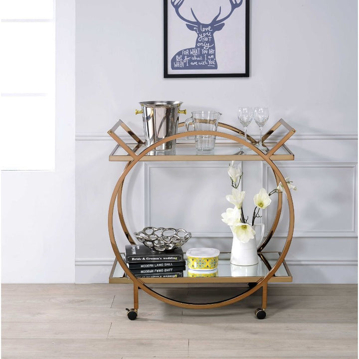 ACME Traverse Champagne & Mirrored Serving Cart Model 98295 - MONAVILLA