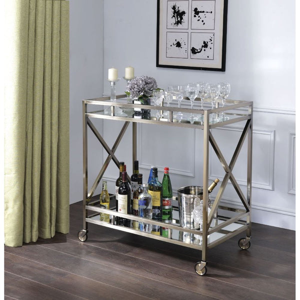 ACME Kristensen Antique Gold & Mirror Serving Cart Model 98352 - MONAVILLA