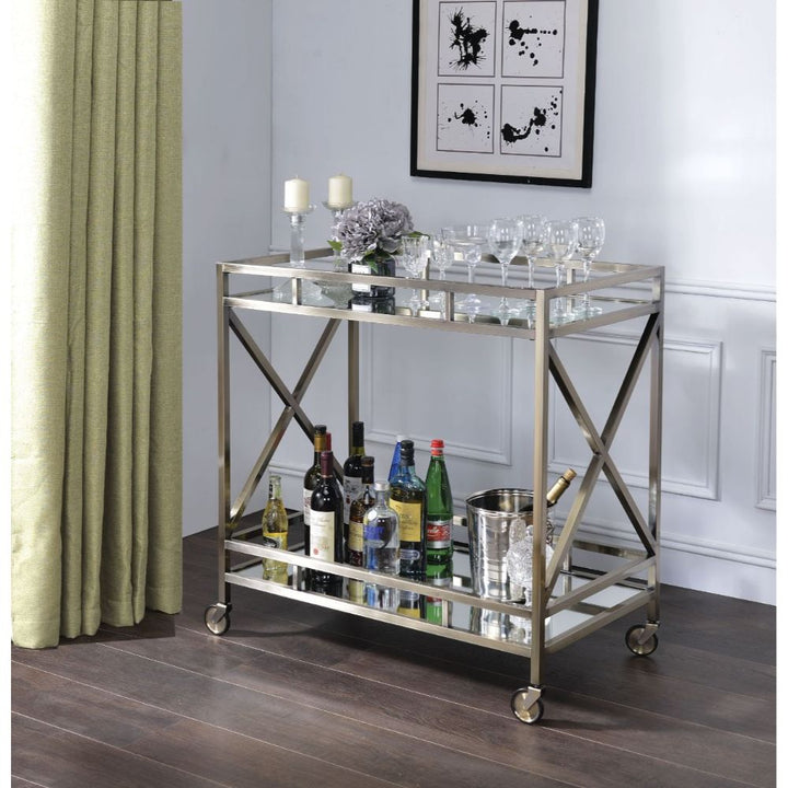 ACME Kristensen Antique Gold & Mirror Serving Cart Model 98352 - MONAVILLA