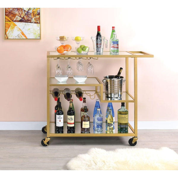 ACME Adamsen Champagne & Mirror Serving Cart Model 98354 - MONAVILLA