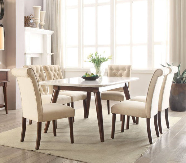 ACME Gasha White Marble & Walnut Dining Table Model 72820