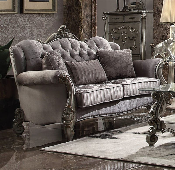 ACME Versailles Velvet & Antique Platinum Loveseat Model 56841