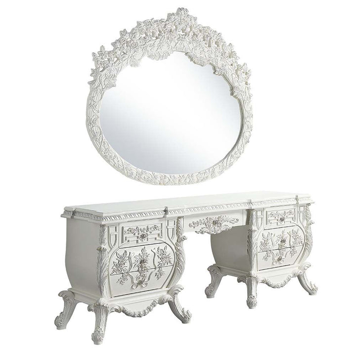 ACME Vanaheim Antique White Finish Vanity Desk Model BD00674 - MONAVILLA