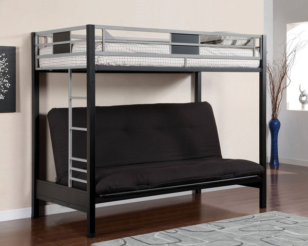 Furniture Of America Clifton Silver/Gun Metal Contemporary Twin Size Loft Bed With Futon Base Model CM-BK1024 Default Title