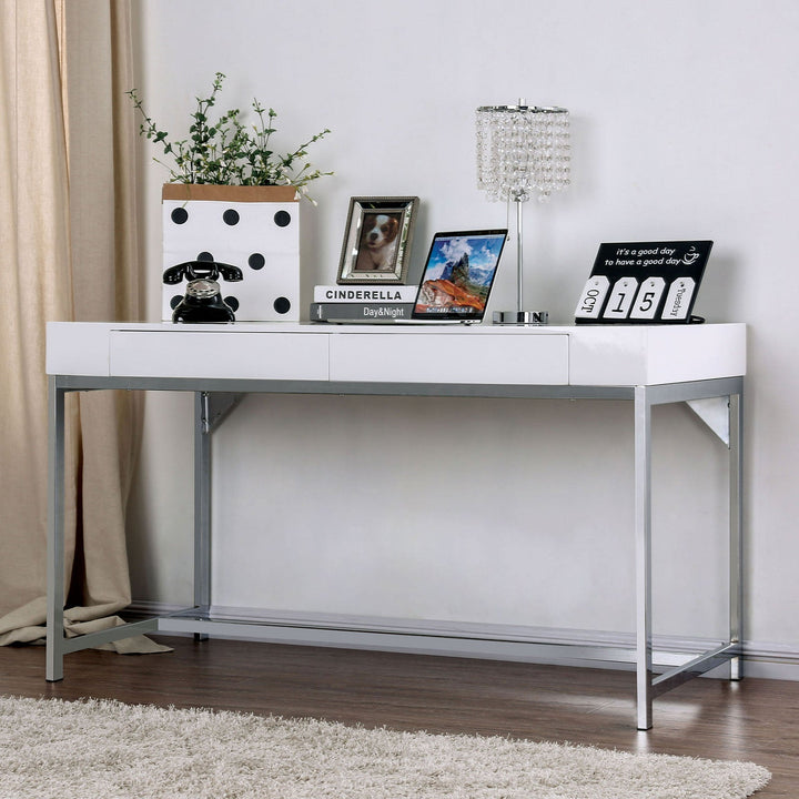 Furniture Of America Loke White/Chrome Contemporary Computer Desk Model CM-DK5204 - MONAVILLA