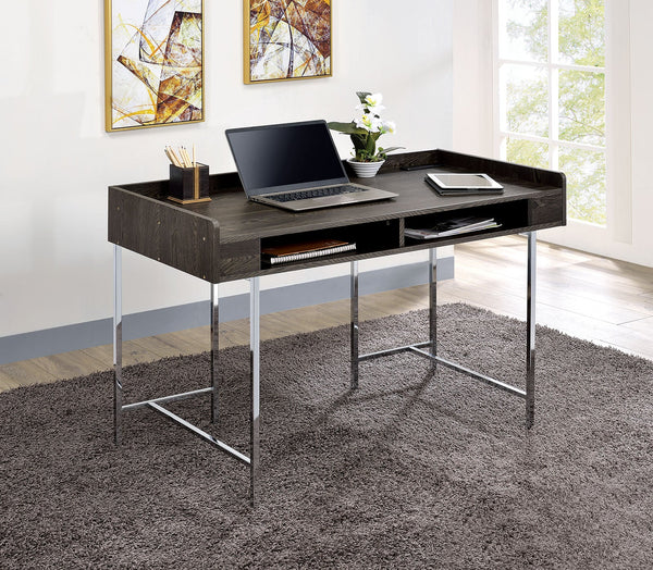 Furniture Of America Alvin Brown/Chrome Contemporary Writing Desk Model CM-DK5241 - MONAVILLA