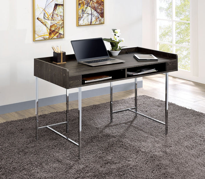 Furniture Of America Alvin Brown/Chrome Contemporary Writing Desk Model CM-DK5241 - MONAVILLA