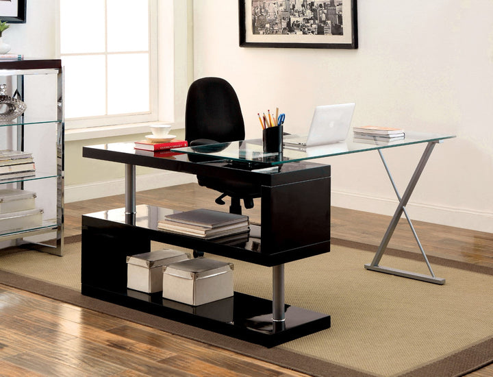 Furniture Of America Bronwen Black Contemporary Computer Desk Model CM-DK6131BK - MONAVILLA