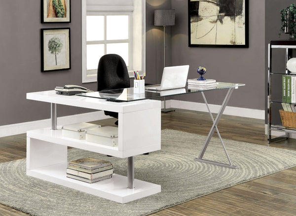 Furniture Of America Bronwen White Contemporary Computer Desk Model CM-DK6131WH - MONAVILLA