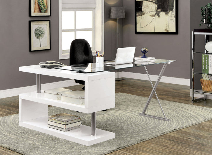 Furniture Of America Bronwen White Contemporary Computer Desk Model CM-DK6131WH - MONAVILLA
