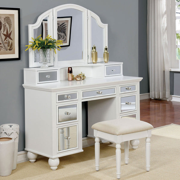 Furniture Of America Tracy White Transitional Vanity With Stool Model CM-DK6162WH - MONAVILLA