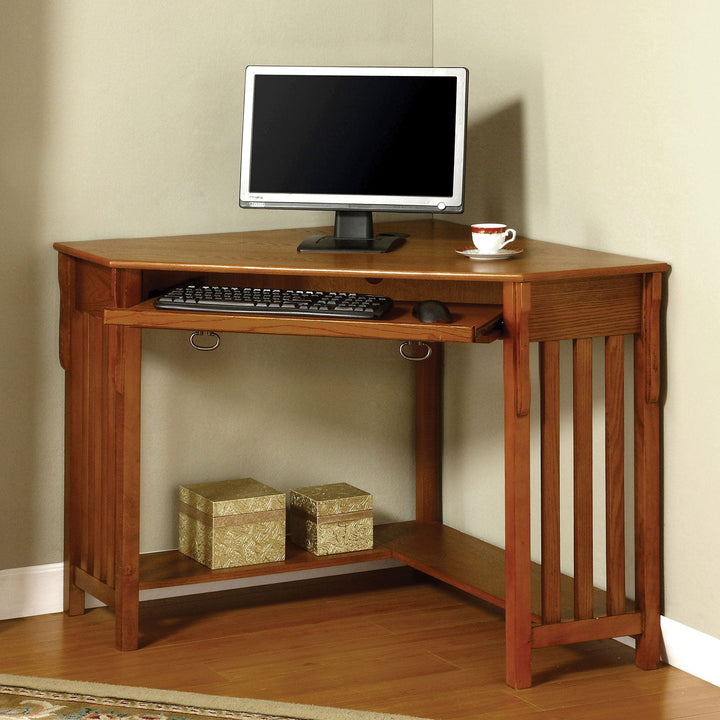 Furniture Of America Toledo Medium Oak Transitional Corner Desk Model CM-DK6641 - MONAVILLA