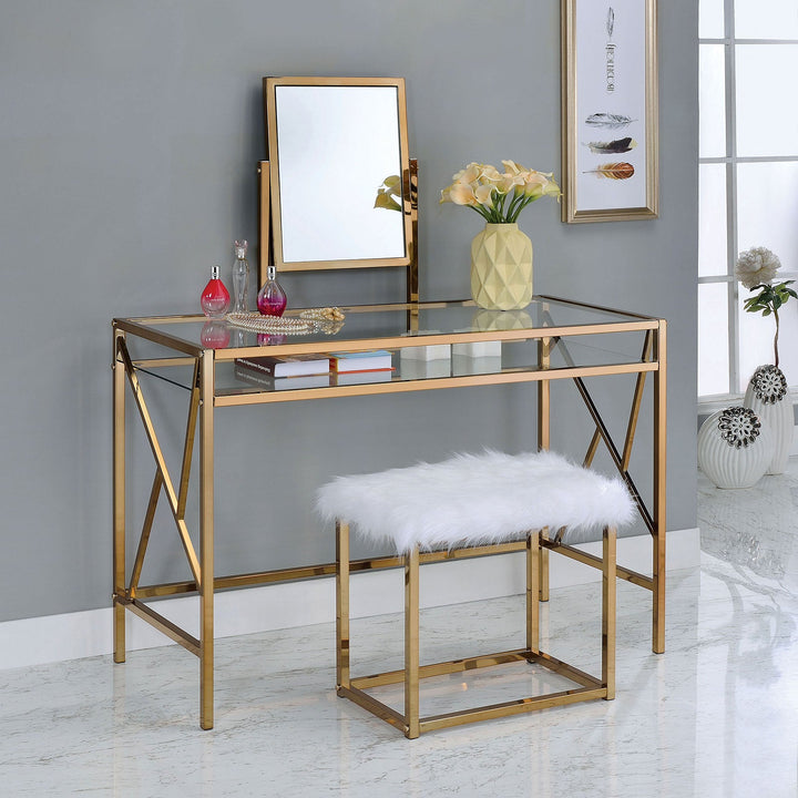 Furniture Of America Lismore Champagne Contemporary Vanity With Stool Model CM-DK6707CPN - MONAVILLA