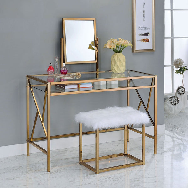Furniture Of America Lismore Champagne Contemporary Vanity With Stool Model CM-DK6707CPN - MONAVILLA