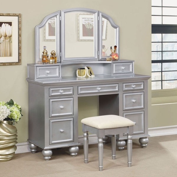 Furniture Of America Athy Silver Transitional Vanity With Stool Model CM-DK6848SV - MONAVILLA