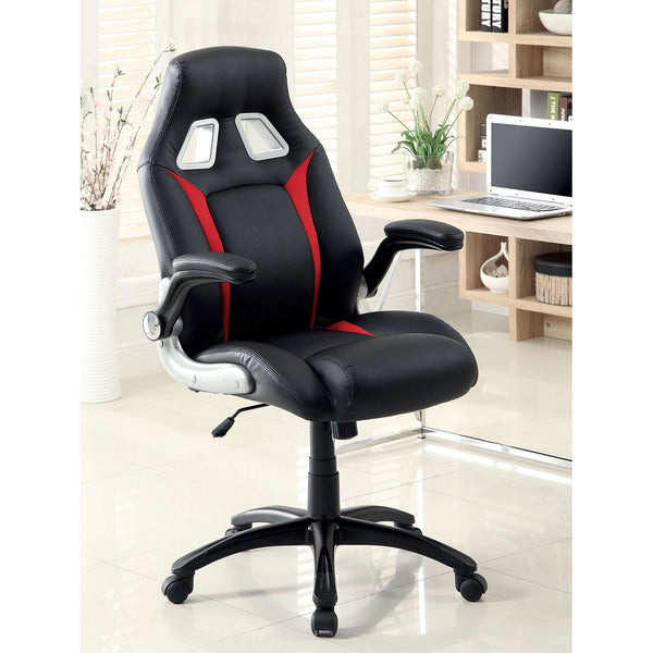 Furniture Of America Argon Black/Silver/Red Contemporary Office Chair Model CM-FC612 - MONAVILLA