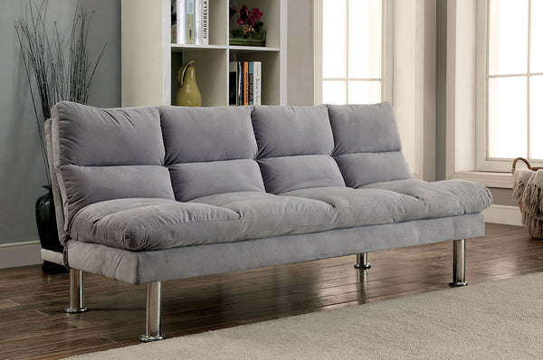 Furniture Of America Saratoga Gray Contemporary Microfiber Futon Sofa, Gray Model CM2902GY Default Title
