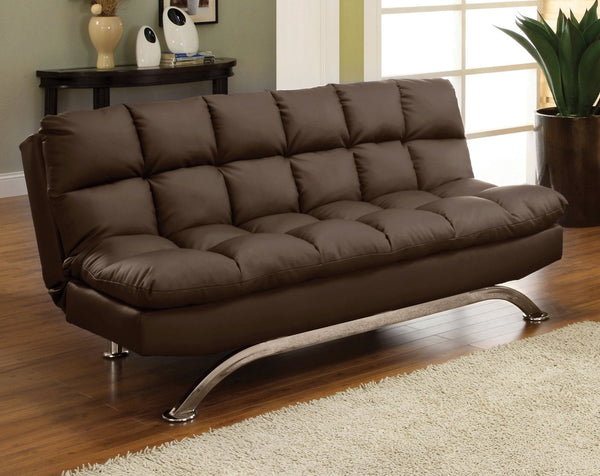 Furniture Of America Aristo Dark Brown/Chrome Contemporary Futon Sofa, Dark Brown Model CM2906DK Default Title