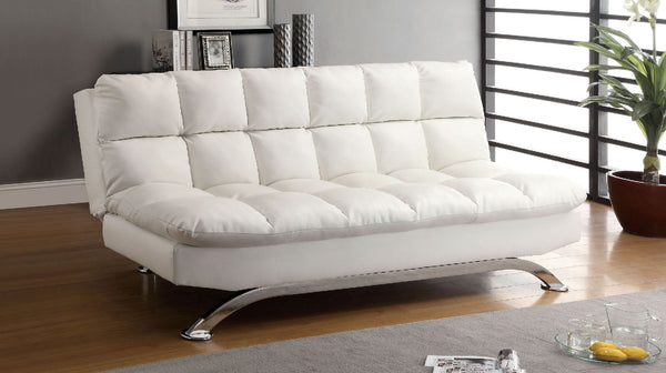 Furniture Of America Aristo White/Chrome Contemporary Futon Sofa, White Model CM2906WH Default Title