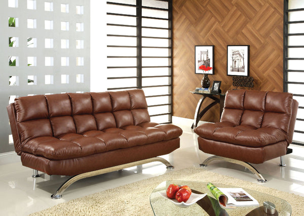 Furniture Of America Aristo Brown Contemporary Futon Sofa, Saddle Brown Model CM2906 Default Title