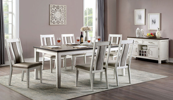 Furniture Of America Halsey Weathered White/Dark Walnut Rustic Dining Table Model CM3142T - MONAVILLA