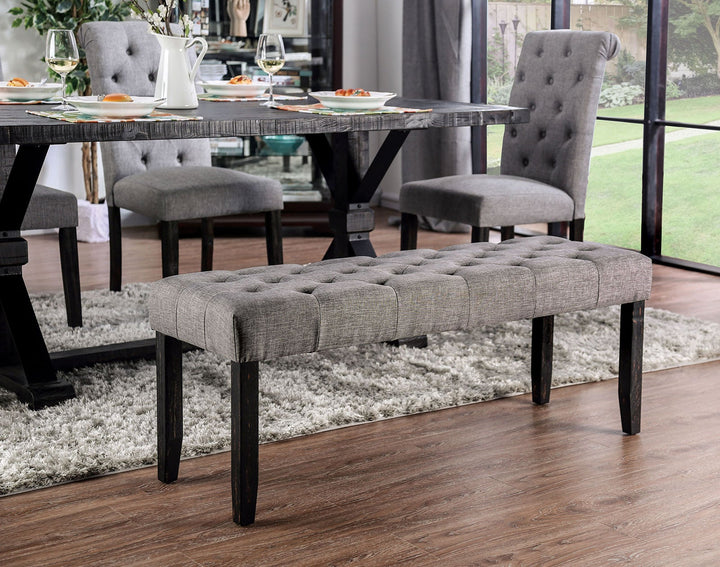 Furniture Of America Alfred Antique Black/Light Gray Rustic Bench Model CM3735LG-BN - MONAVILLA